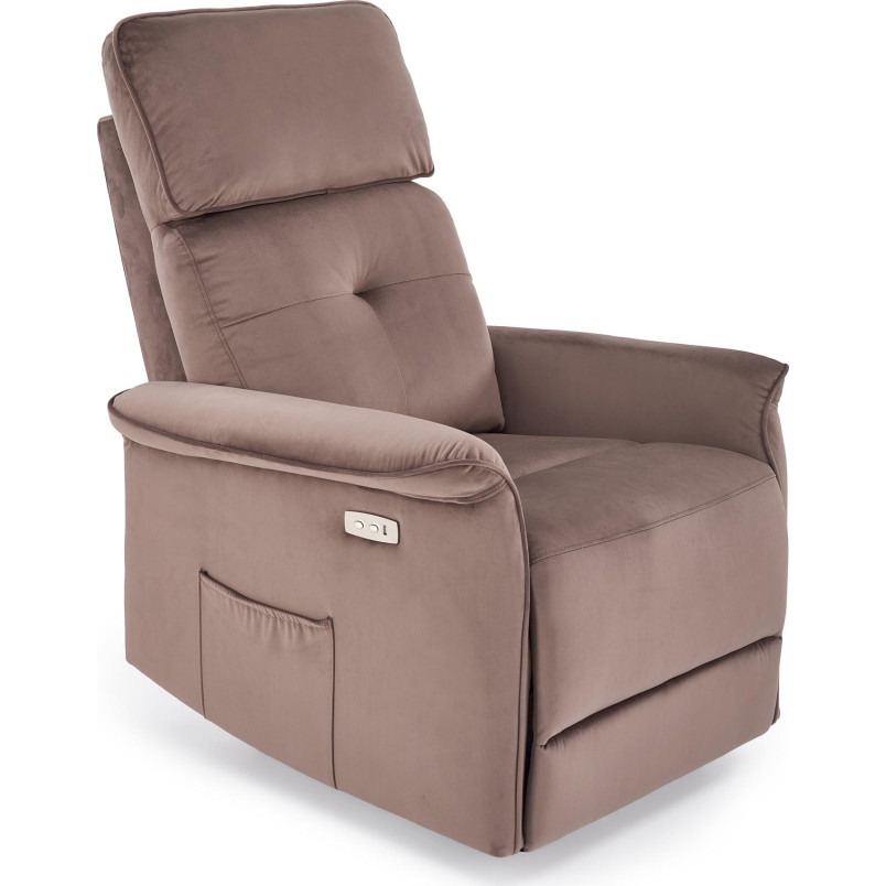 Fotel rozkładany elektryczny Halmar Semir Velvet - Mokka