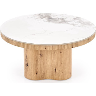 Stolik kawowy Magnum Halmar | Okrągły, biały marmur, 50cm