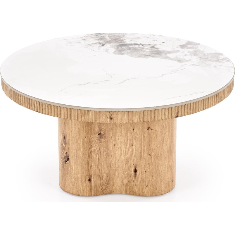 Stolik kawowy Magnum Halmar | Okrągły, biały marmur, 50cm