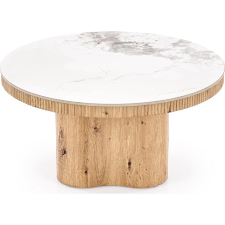 Stolik kawowy Magnum Halmar | Okrągły, biały marmur, 50cm