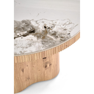 Stolik boczny Magnum Halmar | Okrągły, biały marmur, 50cm
