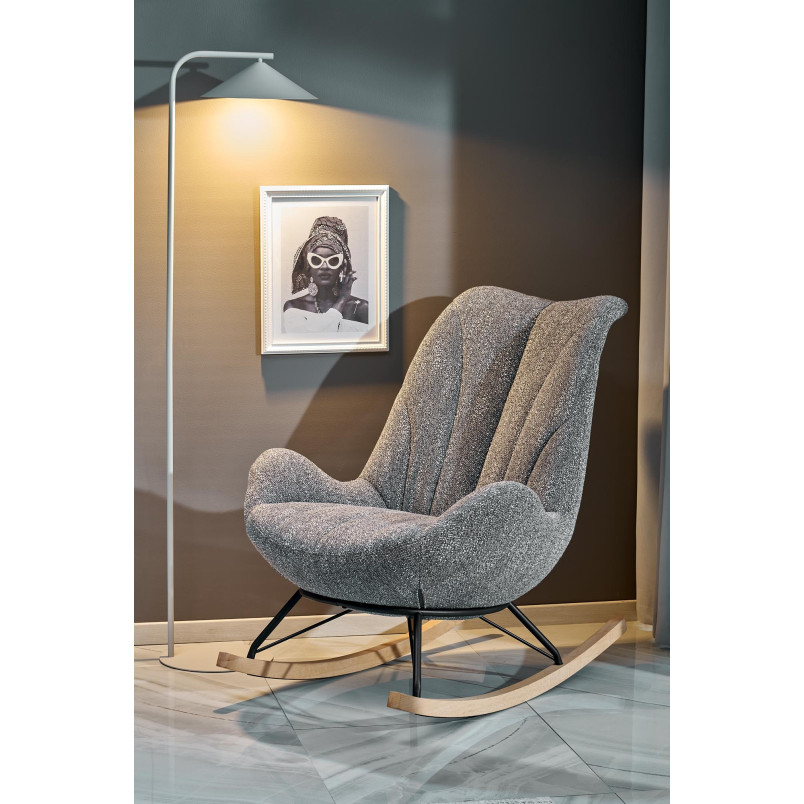 Fotel bujany Luis Halmar - Komfortowy design w odcieniach popielu