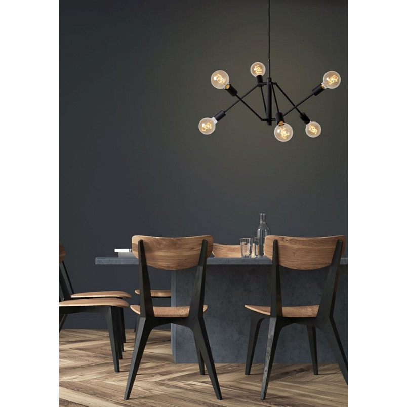 Lampa Loft Lester VI Czarna | Lucide - Nowoczesny Design