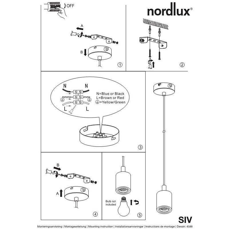 Lampa wisząca Siv czarna Nordlux - E27 | Sklep z lampami