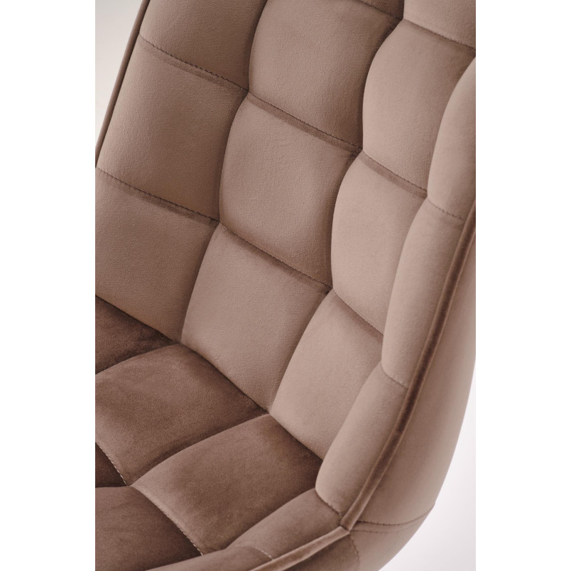 Krzesło welurowe pikowane K332 Halmar - Mokka | Elegancki Design