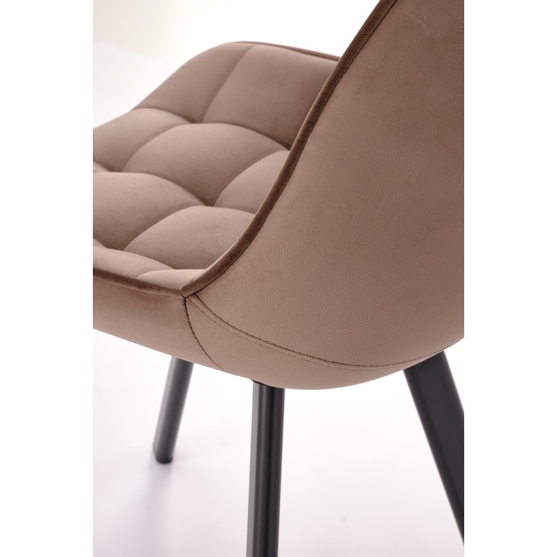 Krzesło welurowe pikowane K332 Halmar - Mokka | Elegancki Design