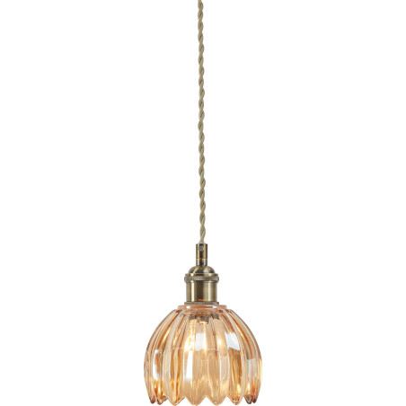 Lampa wisząca szklana vintage Gota 13cm antyczny mosiądz / bursztynowy Markslojd