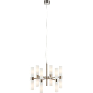 Żyrandol szklany 6 punktowy Elara 60cm opal / stalowy Markslojd
