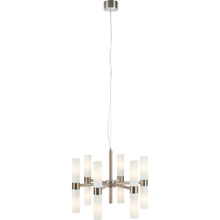 Żyrandol szklany 6 punktowy Elara 60cm opal / stalowy Markslojd