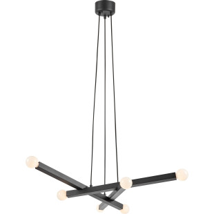 Lampa wiszące żarówki Stack 80cm 6 punktowa czarna Markslojd
