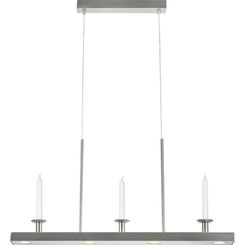 Lampa wisząca podłużna z miejscem na świece Dining LED 3000K 82cm nikiel satynowy Markslojd