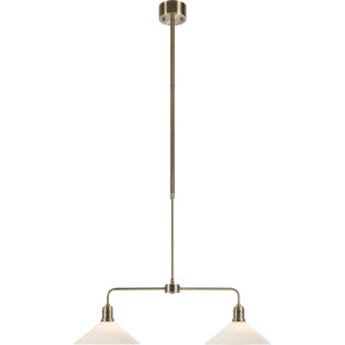 Lampa wisząca 2 punktowa szklana vintage Vela 75cm antyczny mosiądz / błyszczący biały Markslojd