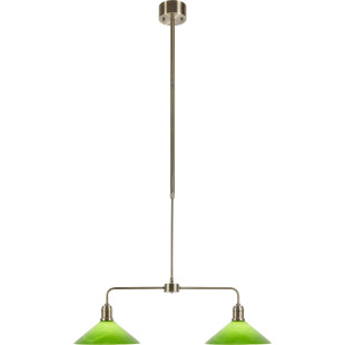 Lampa wisząca 2 punktowa szklana vintage Vela 75cm antyczny mosiądz / zielony Markslojd