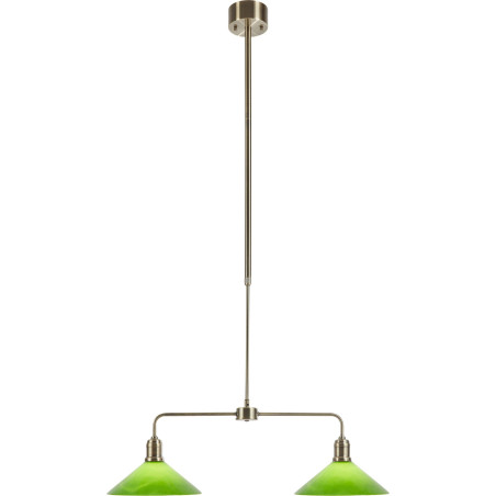 Lampa wisząca 2 punktowa szklana vintage Vela 75cm antyczny mosiądz / zielony Markslojd