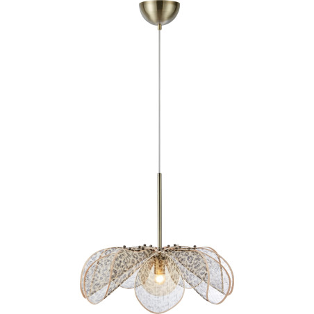 Lampa wisząca dekoracyjna Styrka 63cm antyczny mosiądz / wzór panterki / bursztynowy Markslojd