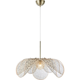 Lampa wisząca dekoracyjna Styrka 75cm antyczny mosiądz / wzór panterki / bursztynowy Markslojd