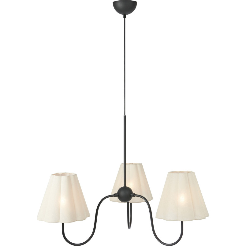 Żyrandol z 3 kloszami w stylu rustykalnym Veya 90cm beżowy len / czarny Markslojd