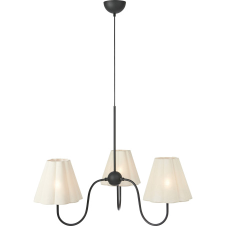 Żyrandol z 3 kloszami w stylu rustykalnym Veya 90cm beżowy len / czarny Markslojd