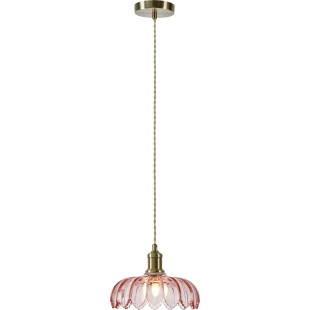 Lampa wisząca retro szklana Kurage 25,5cm antyczny mosiądz / różowy Markslojd