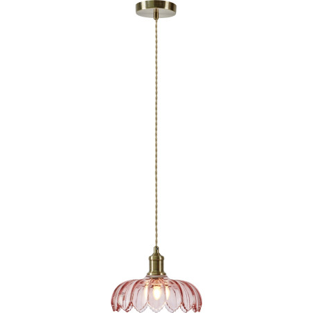 Lampa wisząca retro szklana Kurage 25,5cm antyczny mosiądz / różowy Markslojd