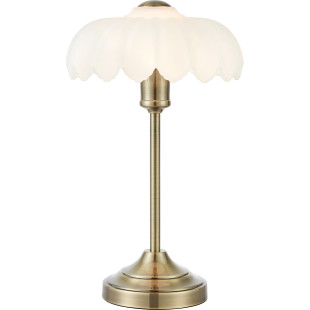 Lampa stołowa retro szklana Kurage 43cm antyczny mosiądz / biały Markslojd