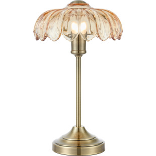 Lampa stołowa retro szklana Kurage 43cm antyczny mosiądz / bursztynowy Markslojd