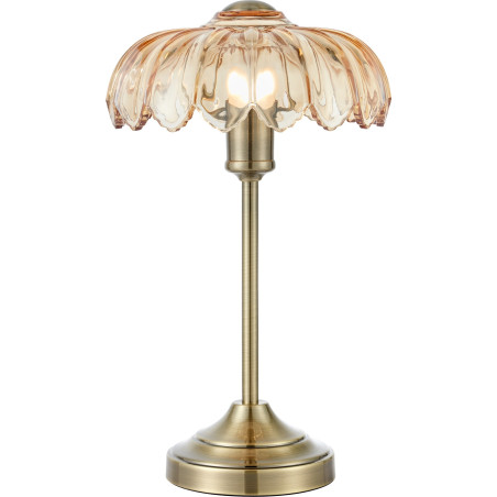Lampa stołowa retro szklana Kurage 43cm antyczny mosiądz / bursztynowy Markslojd