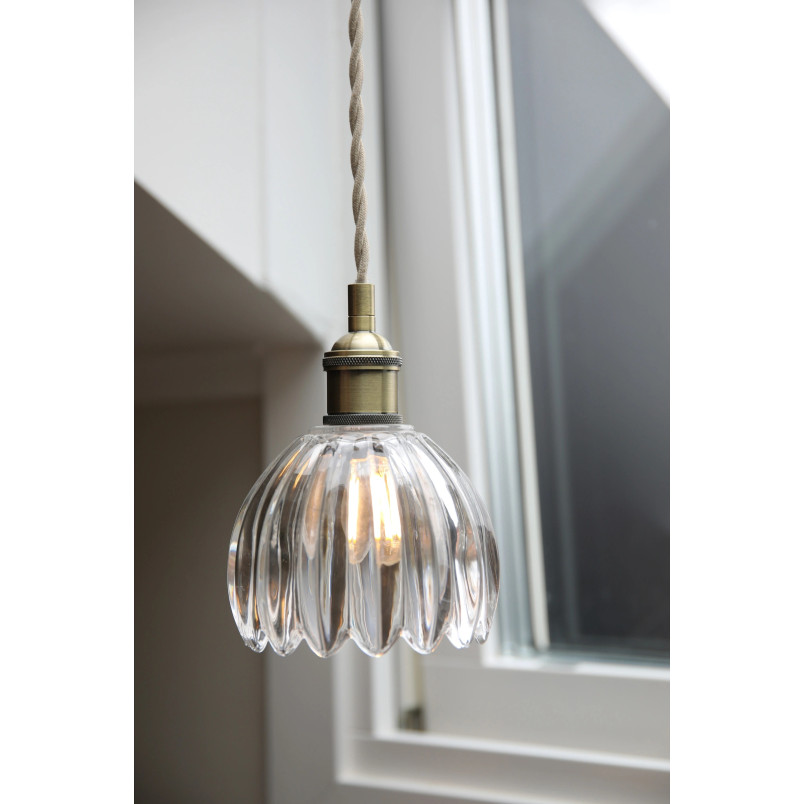 Lampa wisząca szklana vintage Gota 13cm antyczny mosiądz / przeźroczysty Markslojd