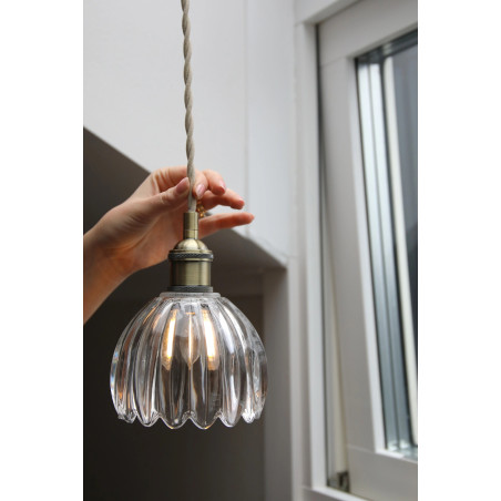 Lampa wisząca szklana vintage Gota 13cm antyczny mosiądz / przeźroczysty Markslojd