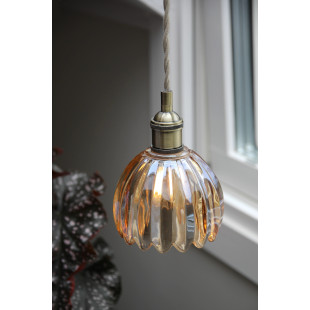 Lampa wisząca szklana vintage Gota 13cm antyczny mosiądz / bursztynowy Markslojd