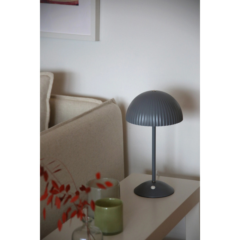 Lampa stołowa grzybek z plisowanym kloszem Zin 33,5cm szara Markslojd