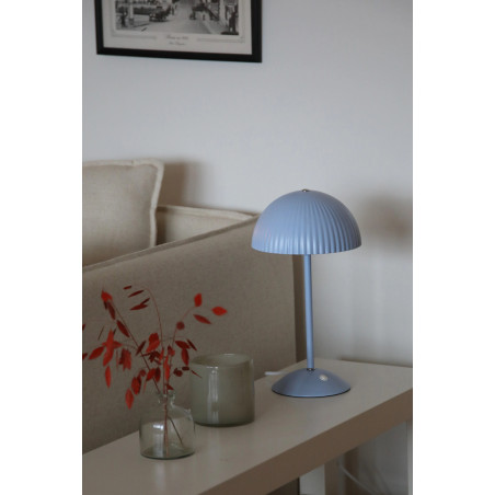 Lampa stołowa grzybek z plisowanym kloszem Zin 33,5cm niebieska Markslojd