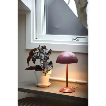 Lampa stołowa grzybek z plisowanym kloszem Zin 33,5cm czerwona Markslojd