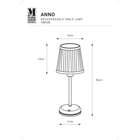 ANNO Rechargeable Table Antique Brass/Offwhite B/O Markslojd