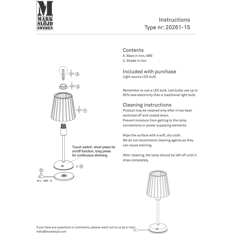 CELIA Rechargeable Table Antique Brass B/O Markslojd