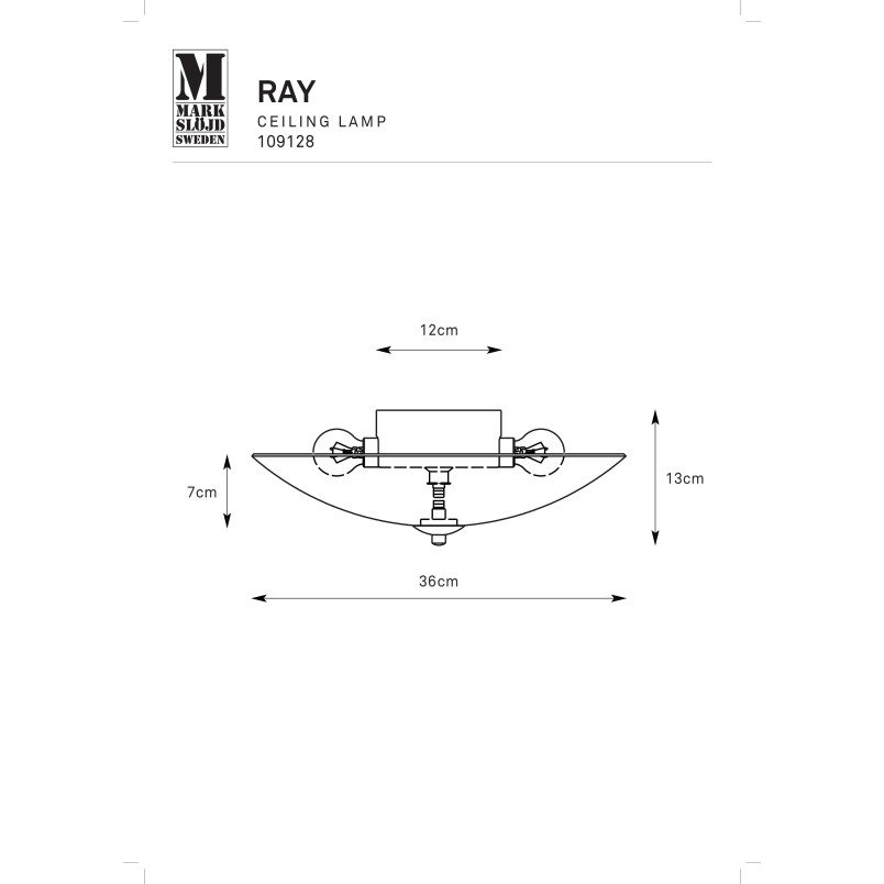 Plafon szklany z dekoracyjnym wzorem Ray 36cm biały Markslojd