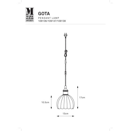 Lampa wisząca szklana vintage Gota 13cm antyczny mosiądz / przeźroczysty Markslojd