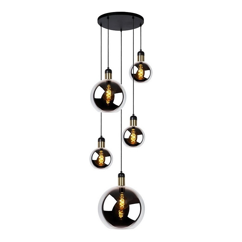 Lampa wisząca Julius V - Lucide | Szkło dymione, 5 kloszy