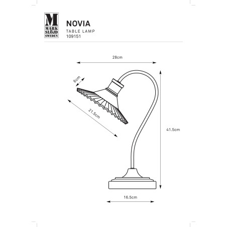 Lampa stołowa retro z ryflowanym szklanym kloszem Novia szkło dymione / czarny Markslojd