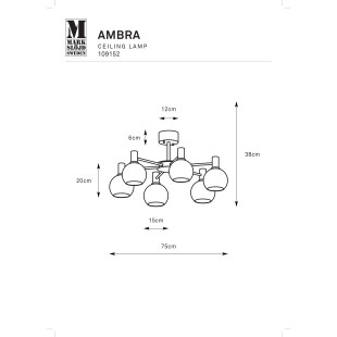 Lampa sufitowa 6 szklanych kul w stylu glamour Ambra 75cm mosiądz / bursztynowy Markslojd