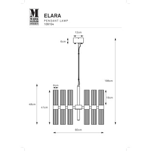 Żyrandol szklany 6 punktowy Elara 60cm opal / stalowy Markslojd