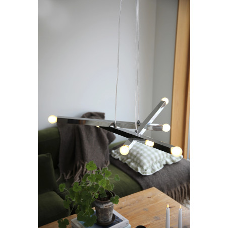 Lampa wiszące żarówki Stack 80cm 6 punktowa chrom Markslojd