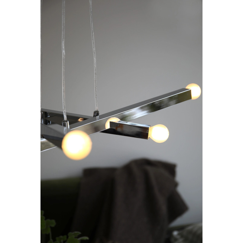Lampa wiszące żarówki Stack 80cm 6 punktowa chrom Markslojd