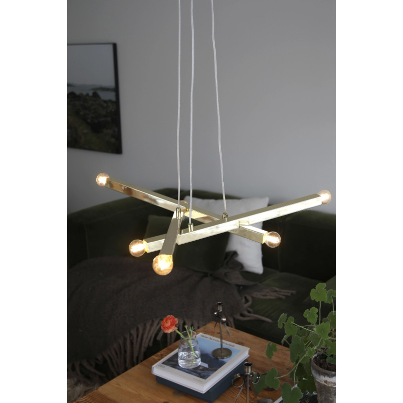 Lampa wiszące żarówki Stack 80cm 6 punktowa mosiądz Markslojd