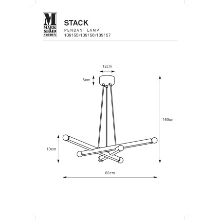 Lampa wiszące żarówki Stack 80cm 6 punktowa mosiądz Markslojd
