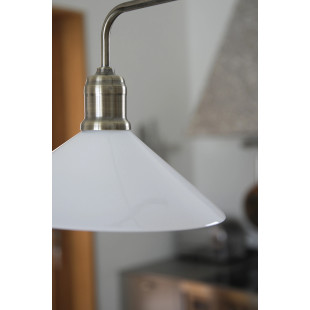 Lampa wisząca 2 punktowa szklana vintage Vela 75cm antyczny mosiądz / błyszczący biały Markslojd