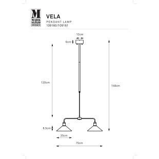 Lampa wisząca 2 punktowa szklana vintage Vela 75cm antyczny mosiądz / błyszczący biały Markslojd