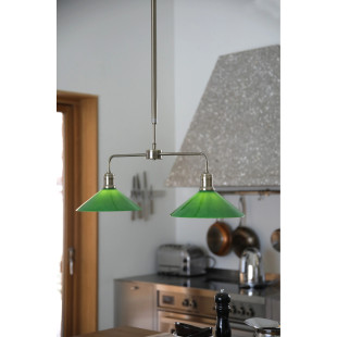 Lampa wisząca 2 punktowa szklana vintage Vela 75cm antyczny mosiądz / zielony Markslojd