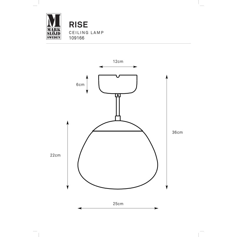 Lampa sufitowa szklana Rise 25cm biały / chrom Markslojd
