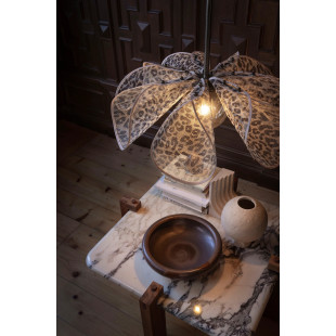 Lampa wisząca dekoracyjna Styrka 63cm antyczny mosiądz / wzór panterki / bursztynowy Markslojd